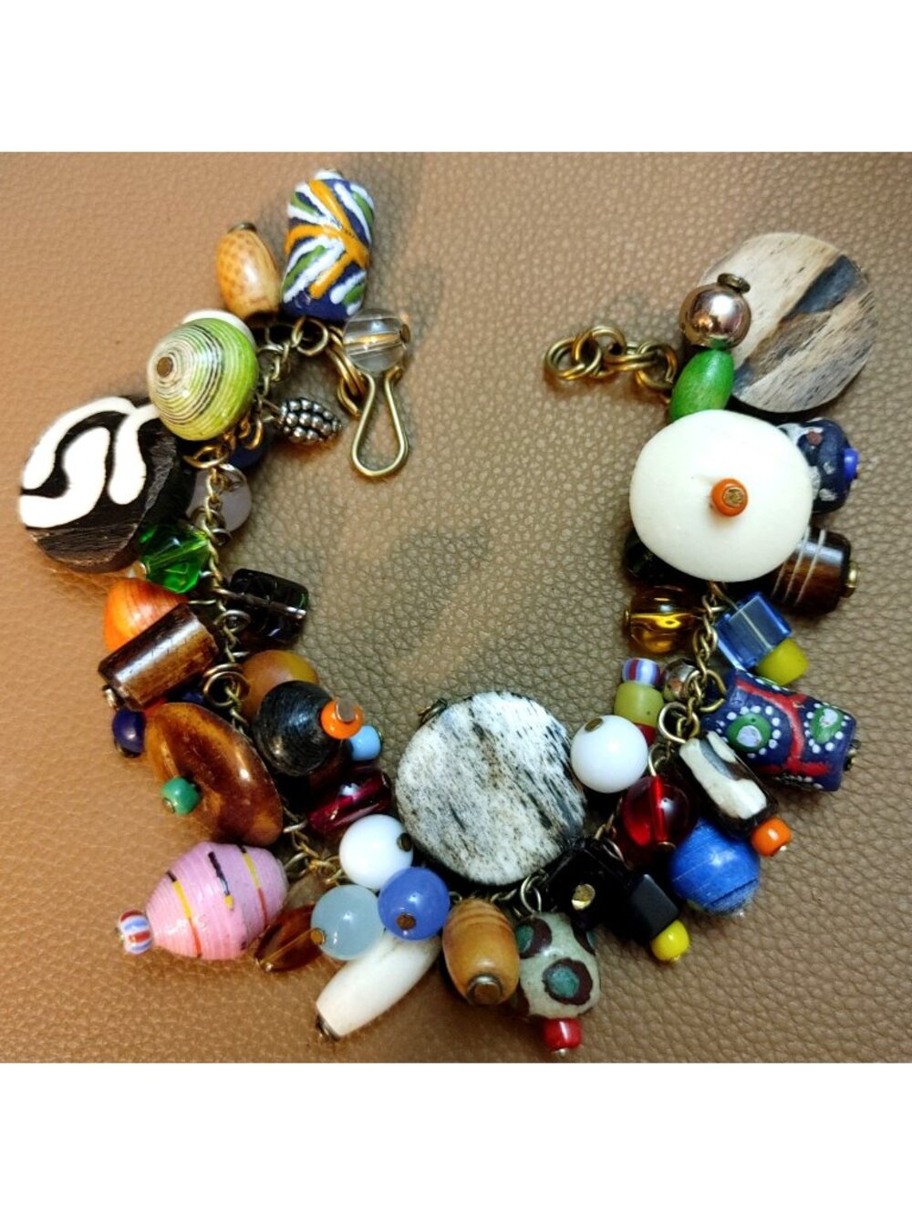 Boho Charm Bracelet Handmade Colorful Beads Unique Pendants Adjustable Length